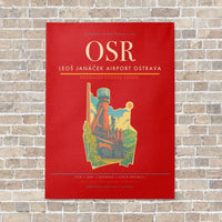 Thumbnail for Leoš Janáček Airport Ostrava OSR vertical canvas print - no frame - red background