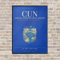 Thumbnail for Cancun International Airport CUN - Canvas Framed - Blue