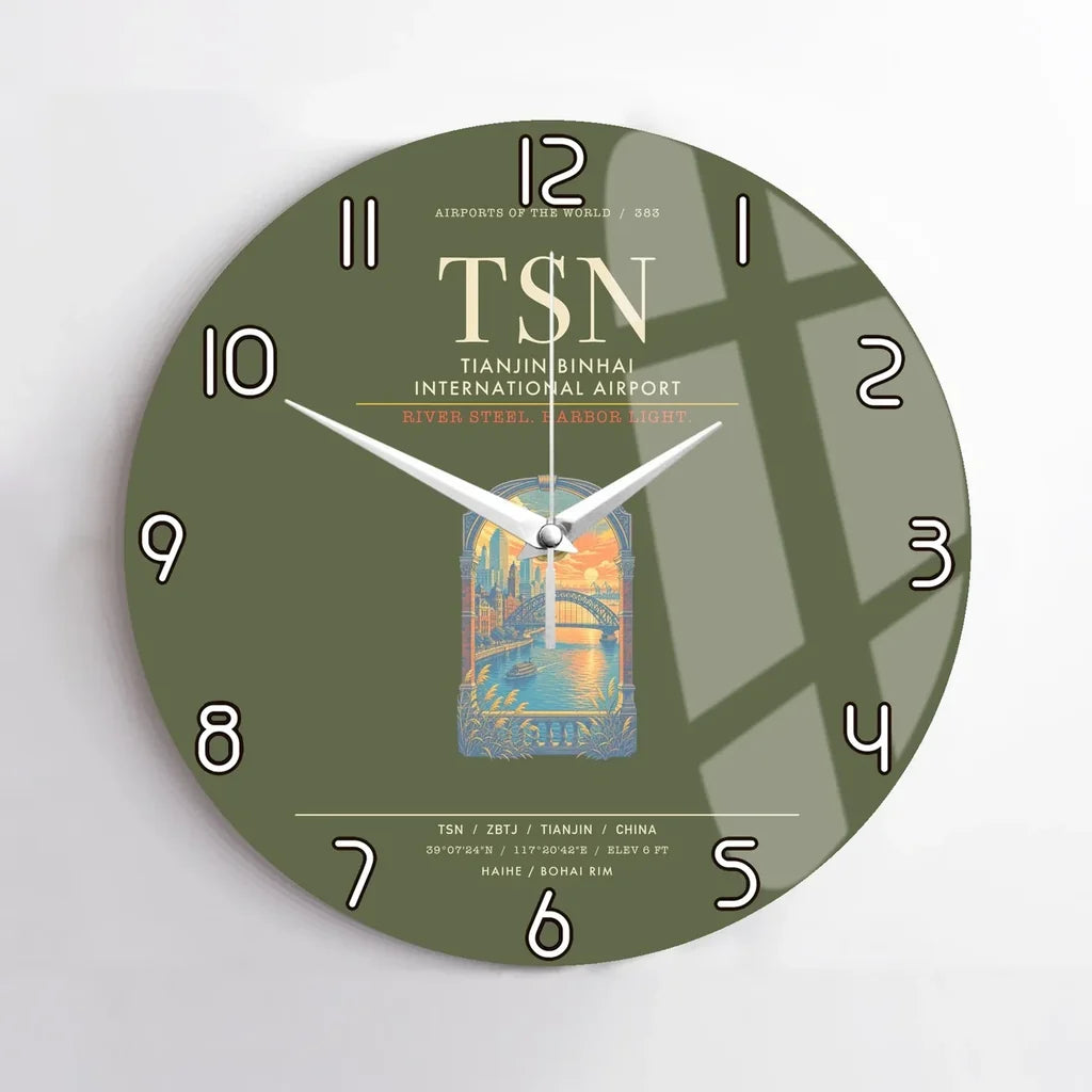 Tianjin Binhai International Airport TSN Wall-Clock No-Frame - Green Army