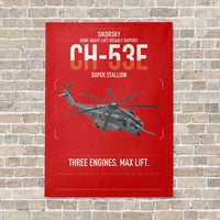 Thumbnail for Sikorsky CH-53E Super Stallion vertical canvas print - no frame - red background