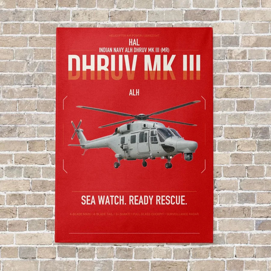 HAL ALH Dhruv Mk III vertical canvas print - no frame - red background
