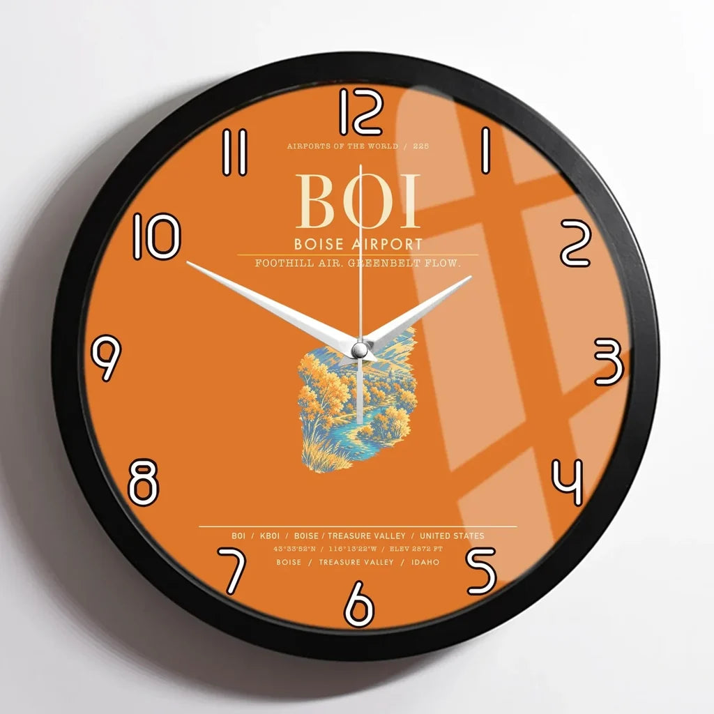 Boise Airport BOI Wall-Clock Framed - Orange