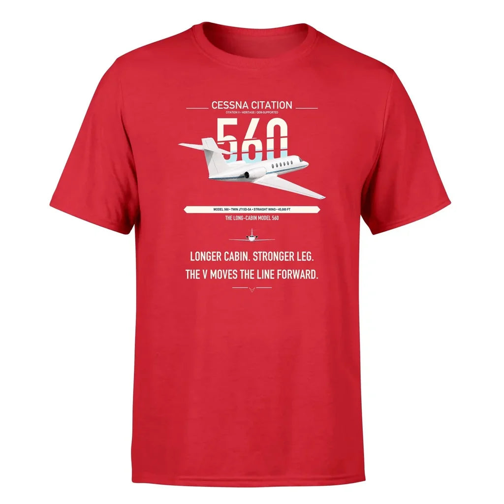 Cessna Citation 560 - Citation V design on red double-side t-shirt, single-side print