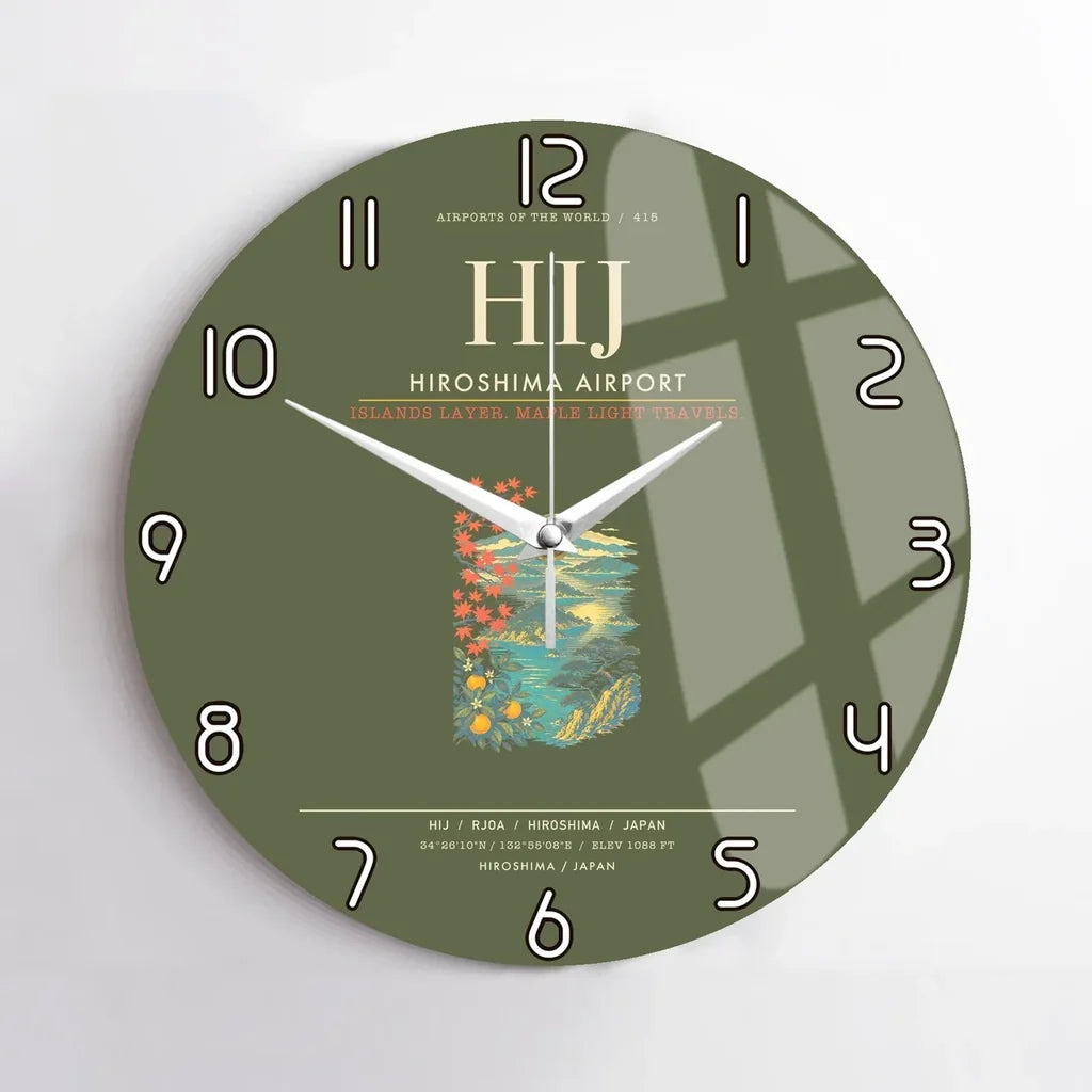 Hiroshima Airport HIJ Wall-Clock No-Frame - Green Army