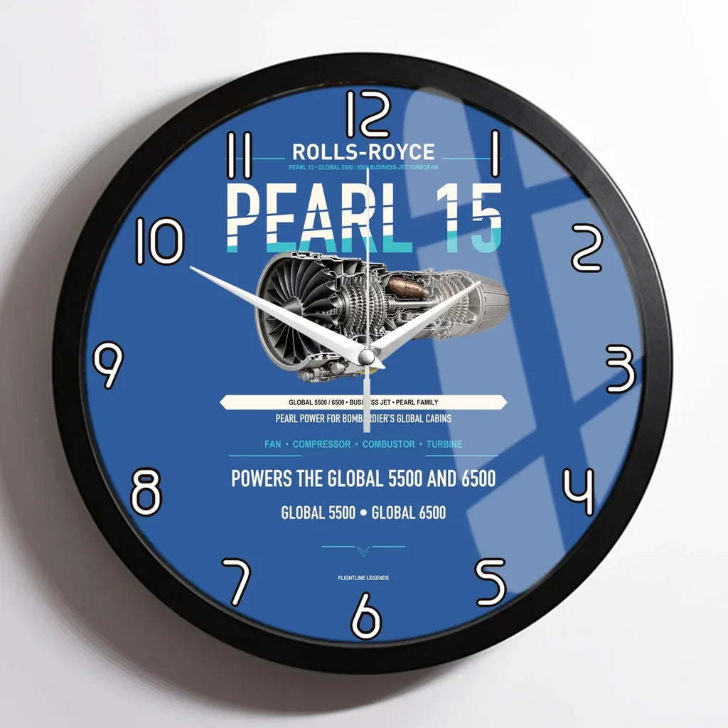 PEARL 15 design on blue framed wall clock