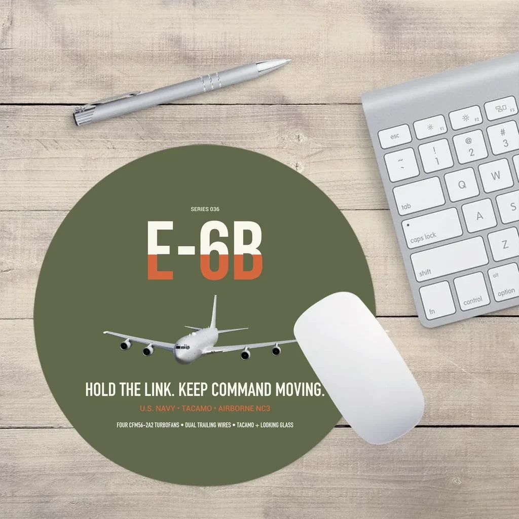 E-6B Mercury design on green army round mouse pad