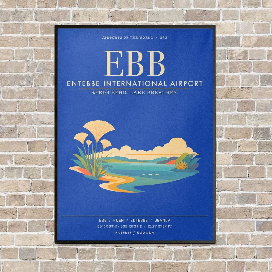 Entebbe International Airport EBB - Canvas Framed - Blue