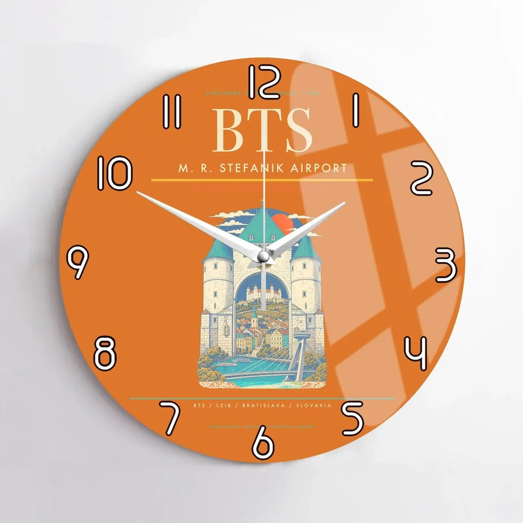 M. R. Stefanik Airport BTS Wall-Clock No-Frame - Orange