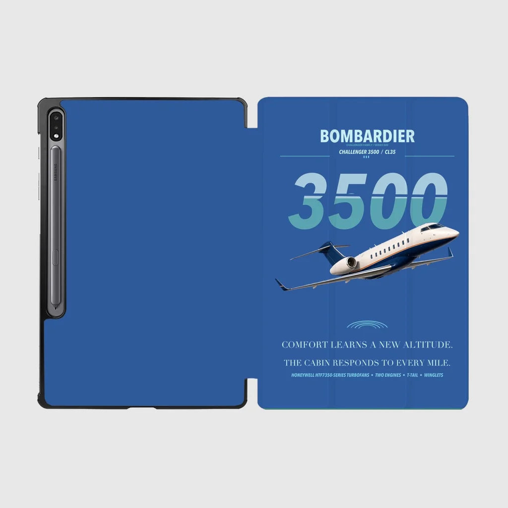 Bombardier Challenger 3500 design on blue samsung tablet tablet case