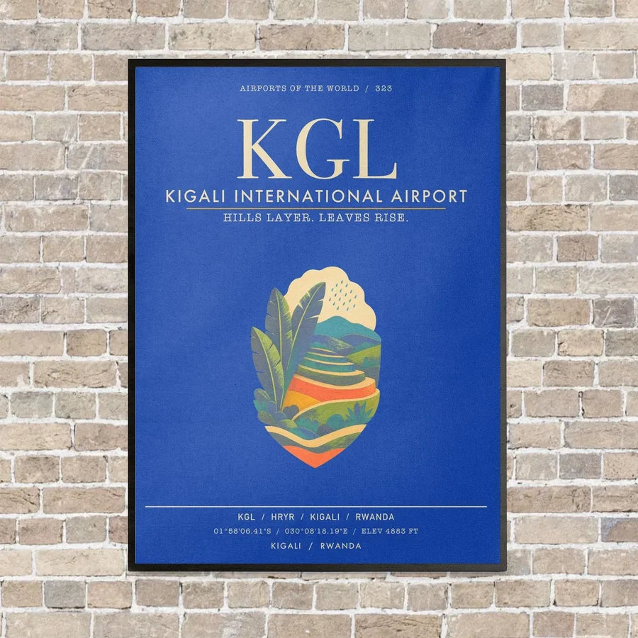 Kigali International Airport KGL - Canvas Framed - Blue