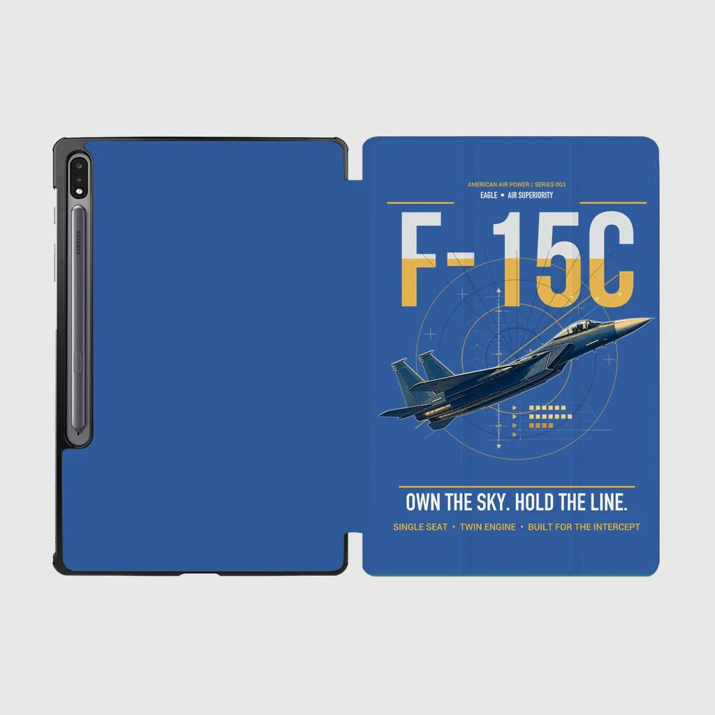 F-15C Eagle design on blue samsung tablet tablet case