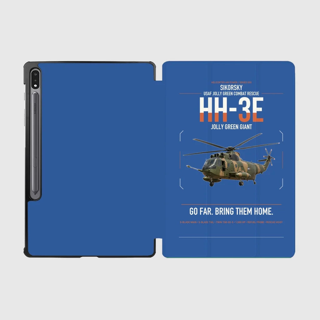 Sikorsky HH-3E Jolly Green Giant design on blue samsung tablet tablet case
