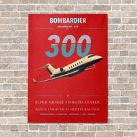 Thumbnail for Bombardier Challenger 300 vertical canvas print - no frame - red background