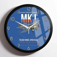 Thumbnail for Fairey Swordfish Mk I design on blue framed wall clock