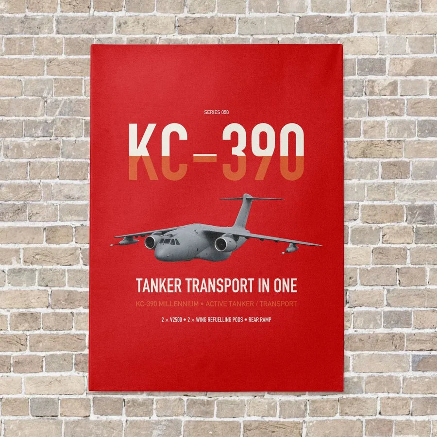 Embraer KC-390 Millennium vertical canvas print - no frame - red background