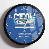 Thumbnail for Cessna 150M design on blue framed wall clock