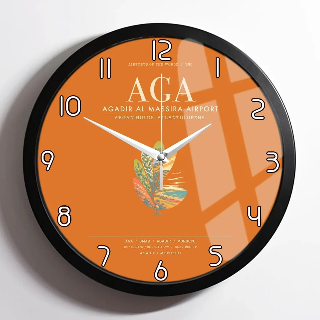 Agadir Al Massira Airport AGA Wall-Clock Framed - Orange