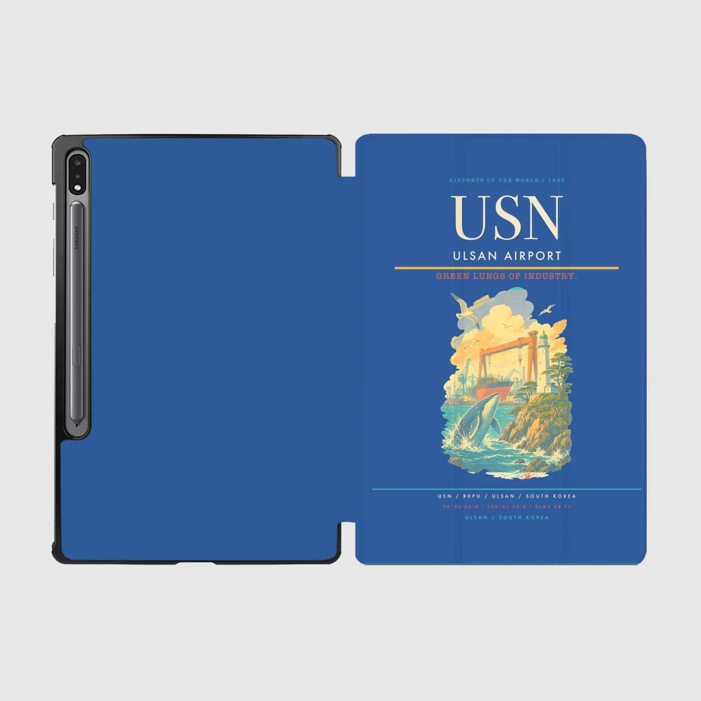 Ulsan Airport (USN) design on blue samsung tablet tablet case