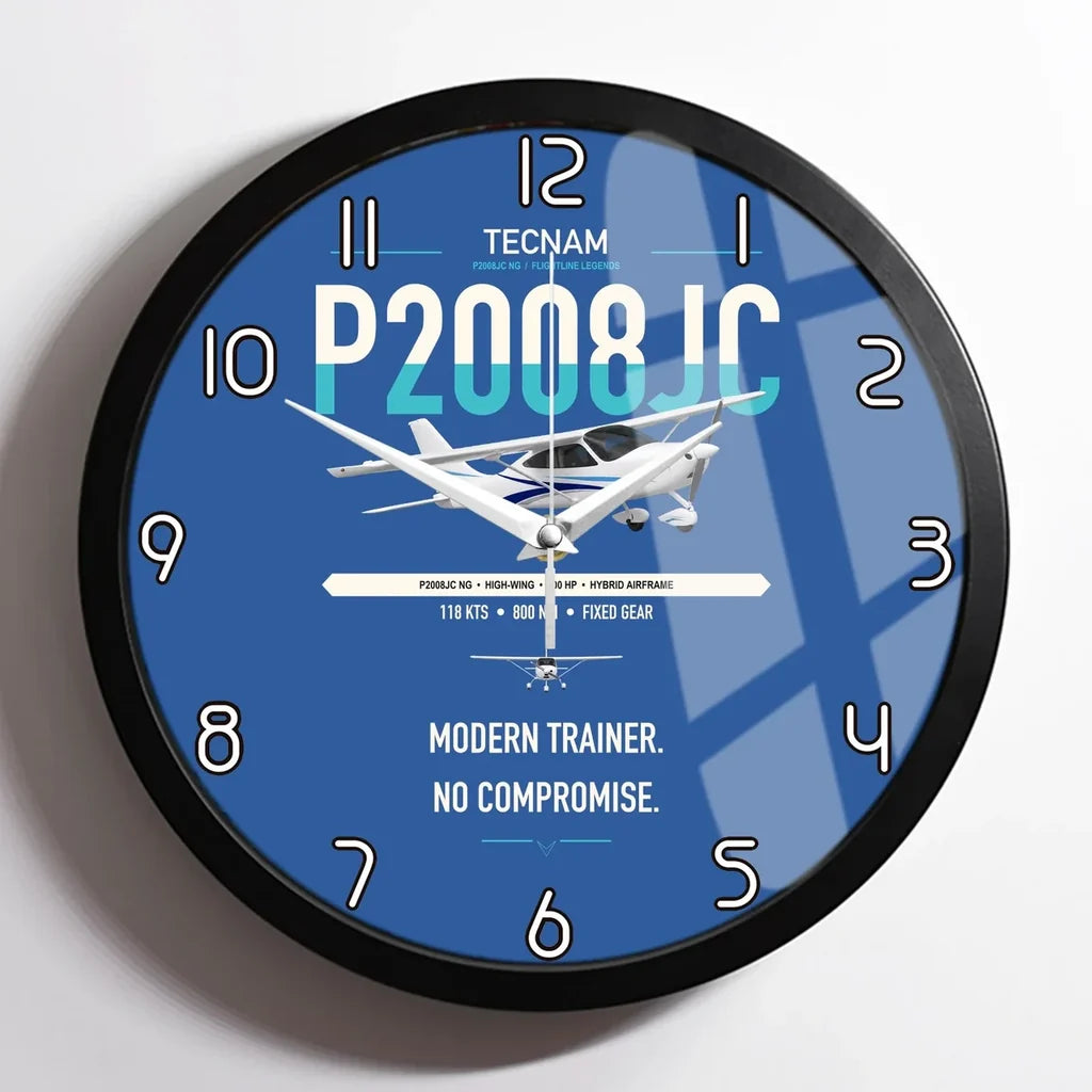 Tecnam P2008JC NG design on blue framed wall clock