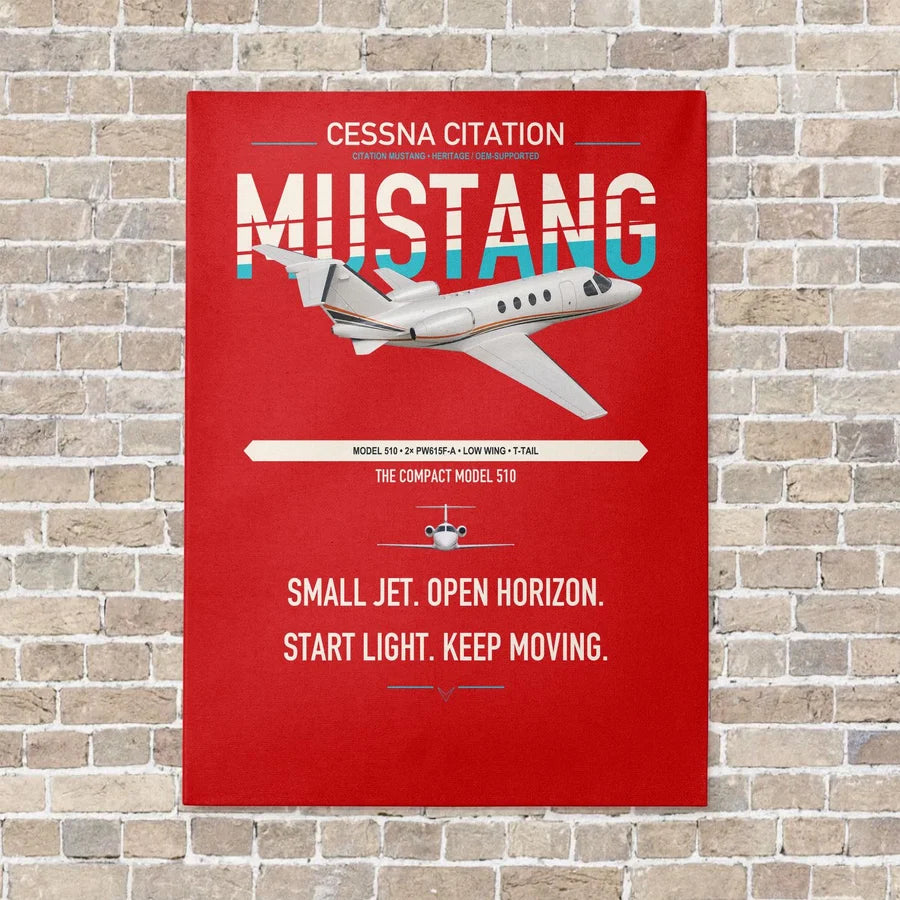 Cessna Citation Mustang vertical canvas print - no frame - red background