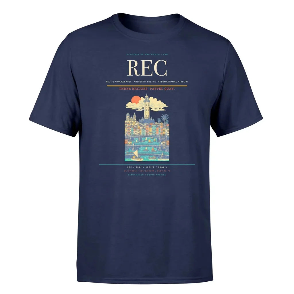 Recife Guararapes (REC) T-Shirt single-side front print in Navy Blue | recife-guararapes-rec-double-side-t-shirt
