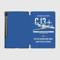 Thumbnail for Cessna Citation CJ3+ design on blue samsung tablet tablet case