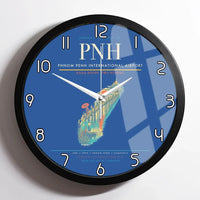 Thumbnail for Phnom Penh International Airport (PNH) design on blue framed wall clock