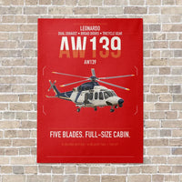 Thumbnail for Leonardo AW139 vertical canvas print - no frame - red background
