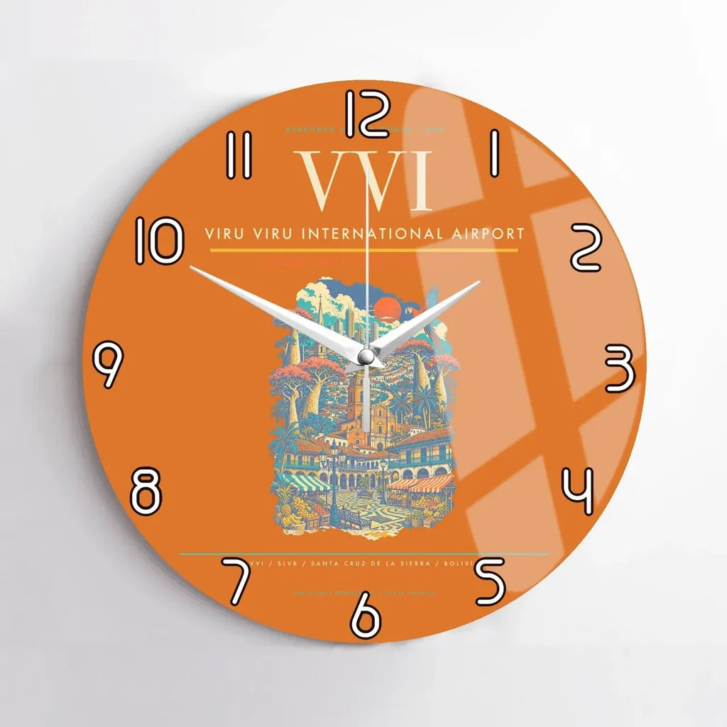 Viru Viru International Airport VVI Wall-Clock No-Frame - Orange