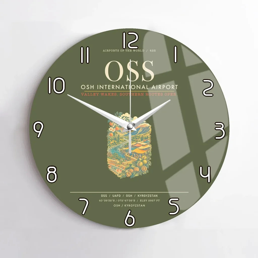 Osh International Airport OSS Wall-Clock No-Frame - Green Army