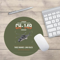 Thumbnail for Leonardo CH-149 Cormorant design on green army round mouse pad