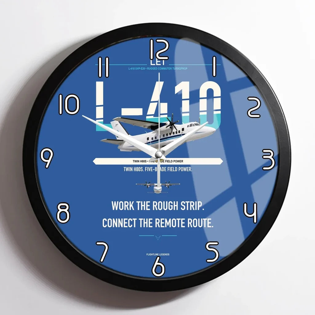 LET L-410 UVP-E20 design on blue framed wall clock