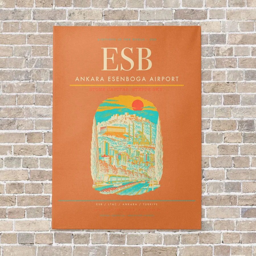 Ankara Esenboga Airport ESB - Canvas No Frame - Orange