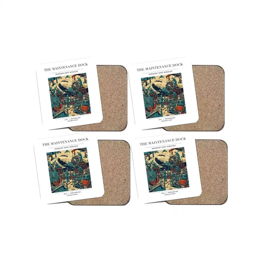 The Maintenance Dock - Designed Coasters design on white 4-pieces-set