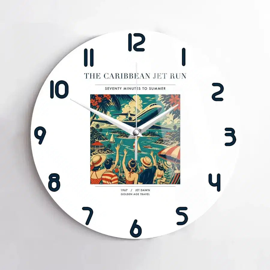 VINTAGE G4122 - The Caribbean Jet Run - Designed Wall Clocks design on white no-frame