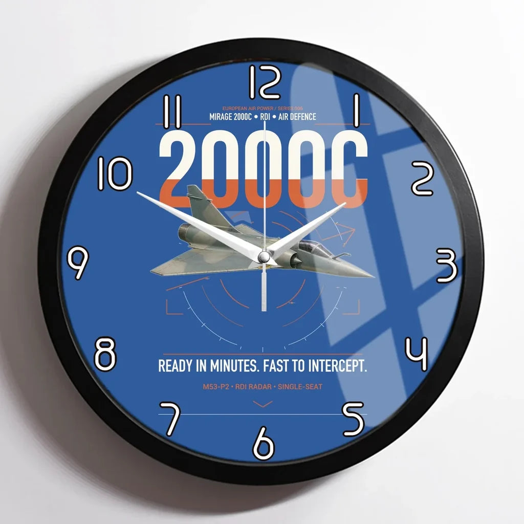 Dassault Mirage 2000C RDI design on blue framed wall clock