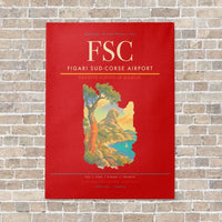 Thumbnail for Figari Sud-Corse Airport FSC vertical canvas print - no frame - red background