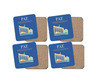 Thumbnail for Snohomish County Airport (Paine Field) (PAE) design on blue 4 pieces set coaster