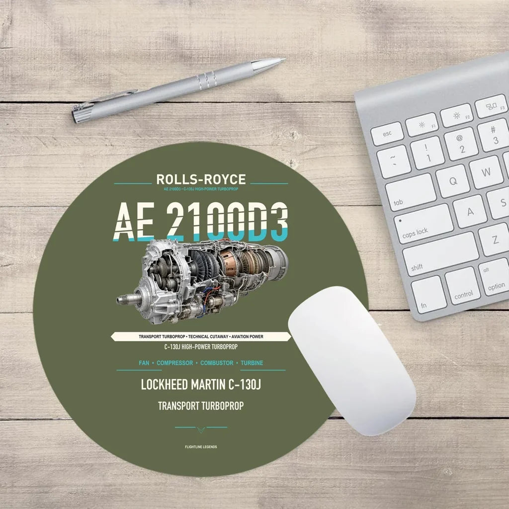 AE 2100D3 design on green army round mouse pad