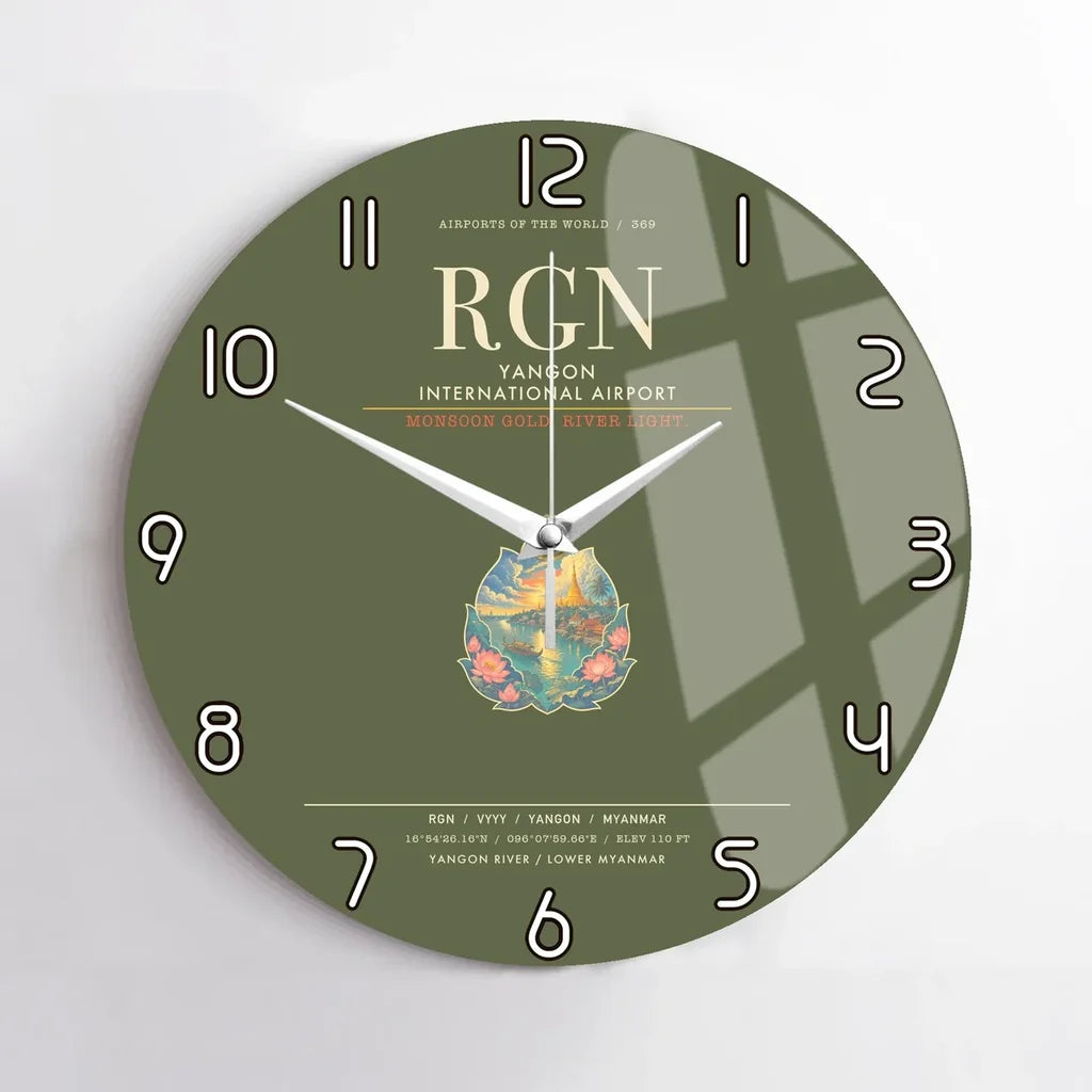 Yangon International Airport RGN Wall-Clock No-Frame - Green Army