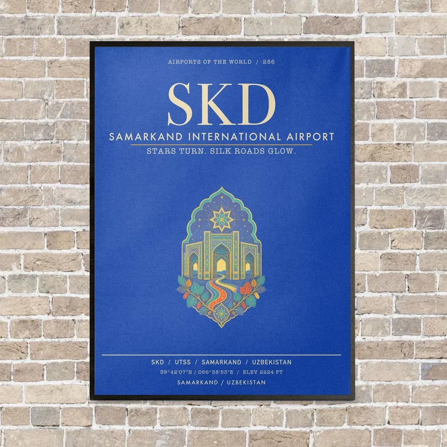 Samarkand International Airport SKD - Canvas Framed - Blue