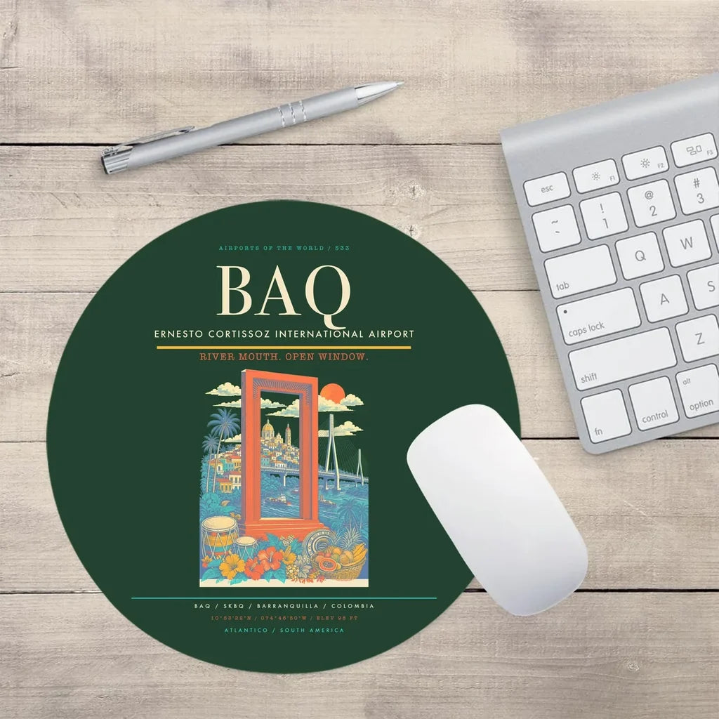 Ernesto Cortissoz International Airport BAQ Mouse-Pad Round - Dark Green