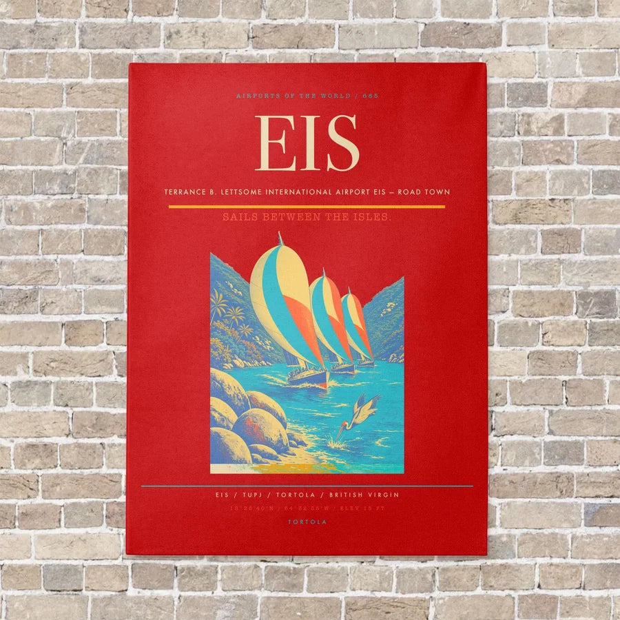 Terrance B. Lettsome International Airport EIS — Road Town vertical canvas print - no frame - red background