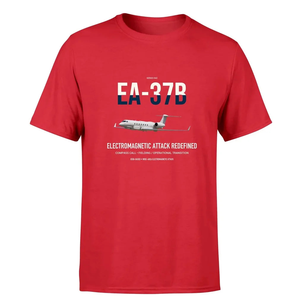 EA-37B Compass Call design on red double-side t-shirt, single-side print