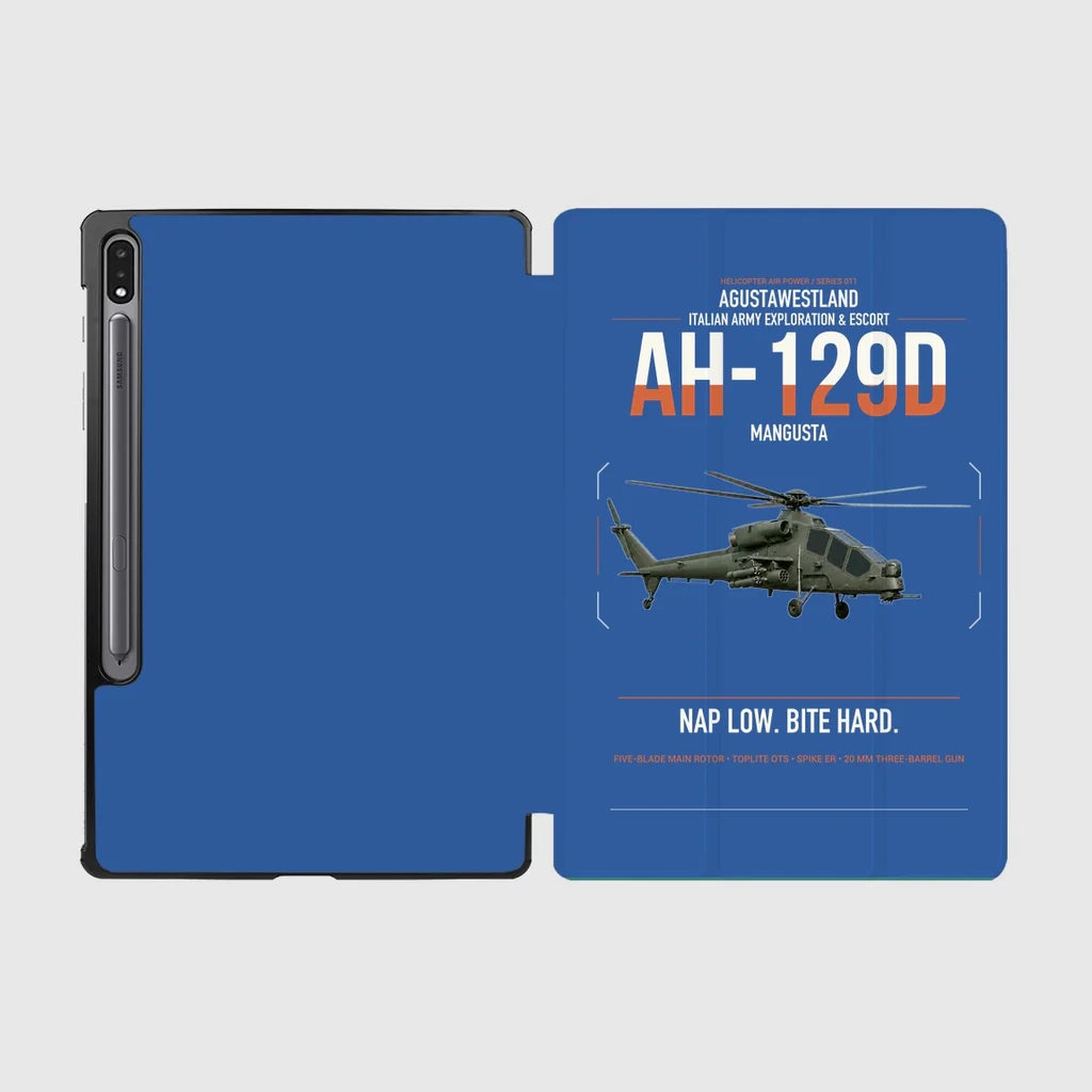 AgustaWestland AH-129D Mangusta design on blue samsung tablet tablet case