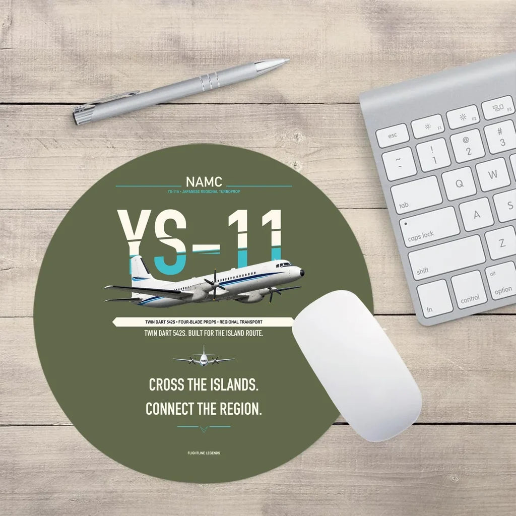 NAMC YS-11A design on green army round mouse pad