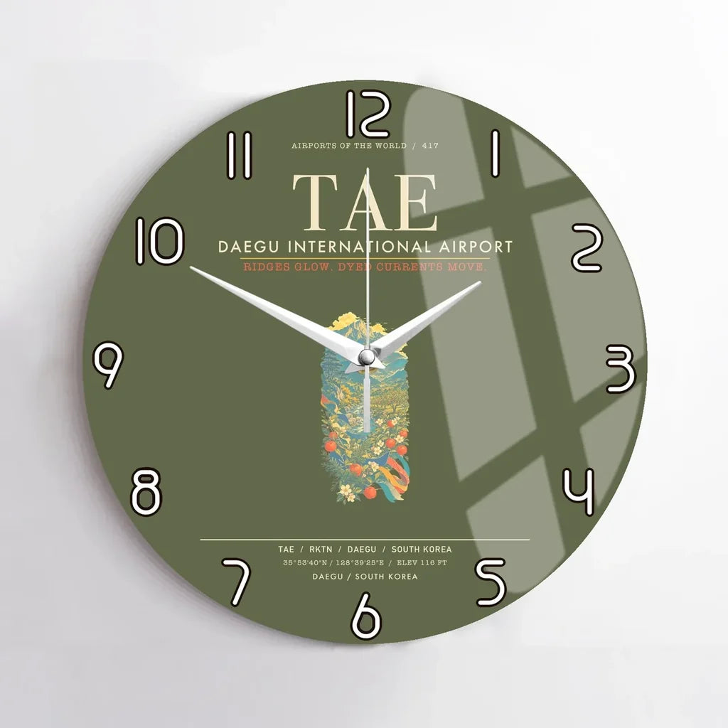 Daegu International Airport TAE Wall-Clock No-Frame - Green Army