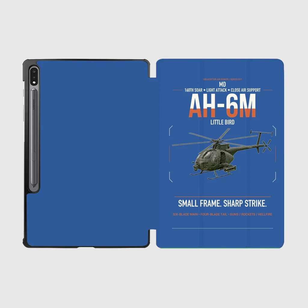 MD AH-6M Little Bird design on blue samsung tablet tablet case
