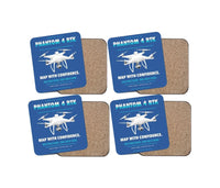 Thumbnail for DJI Phantom 4 RTK design on blue 4 pieces set coaster