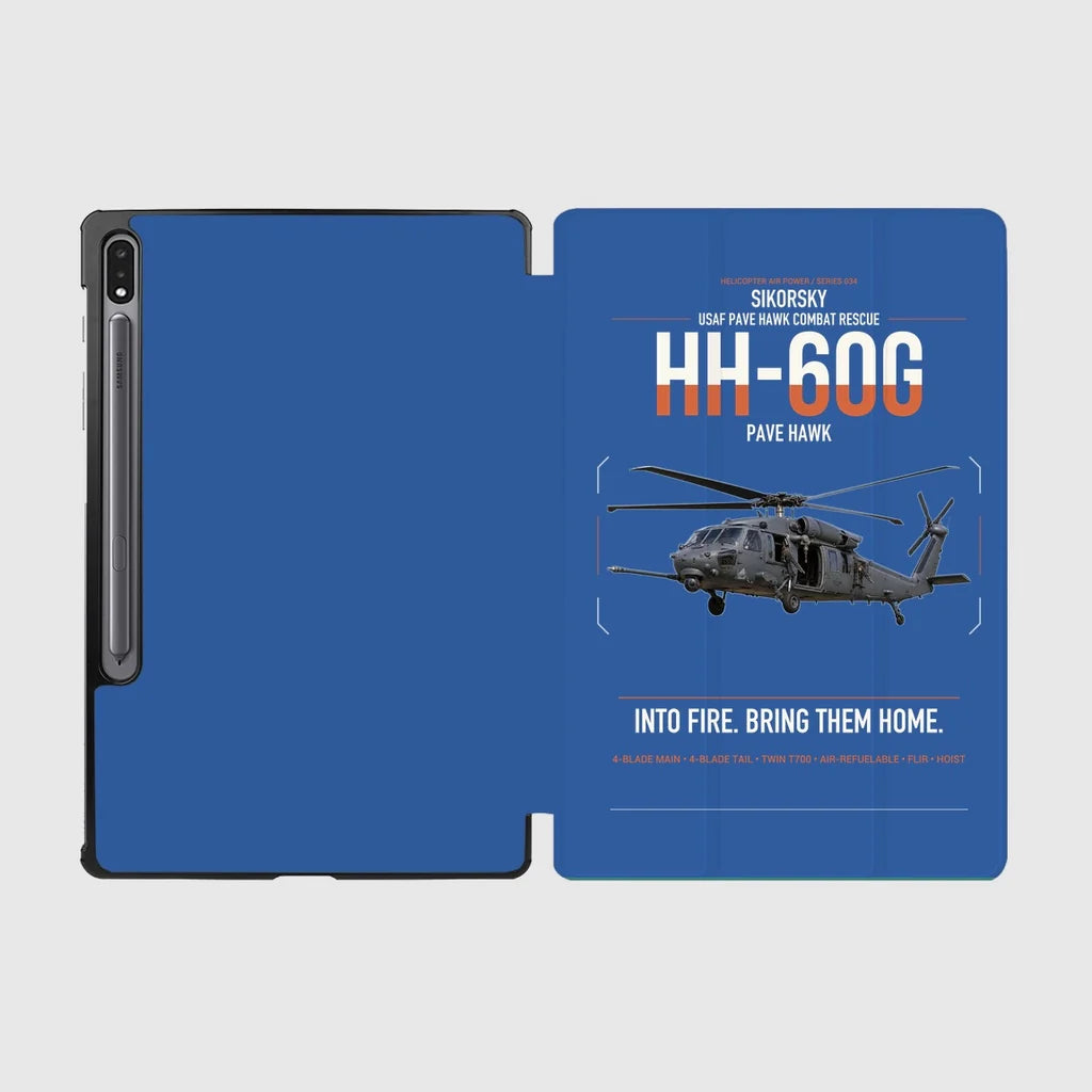 Sikorsky HH-60G Pave Hawk design on blue samsung tablet tablet case